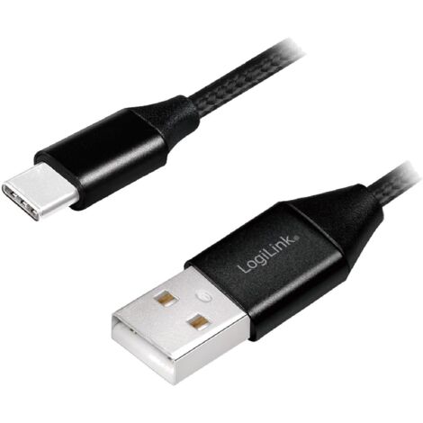 Cable USB 2.0 USB A male USB C male 1m - Noir