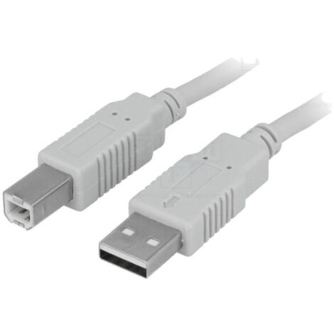 Cable USB 2.0 USB A prise male USB B prise male 5m - Gris clair