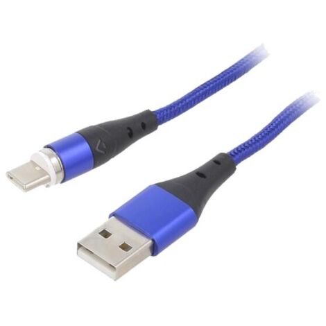 Cable USB 2.0 USB A prise male USB C prise male 2m - Bleu