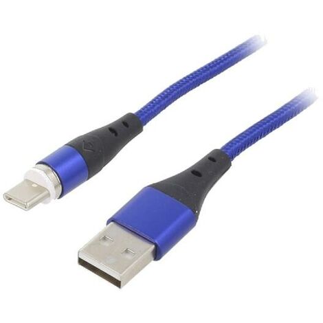 Cable USB 2.0 USB A prise male vers USB C prise male 1m - Bleu