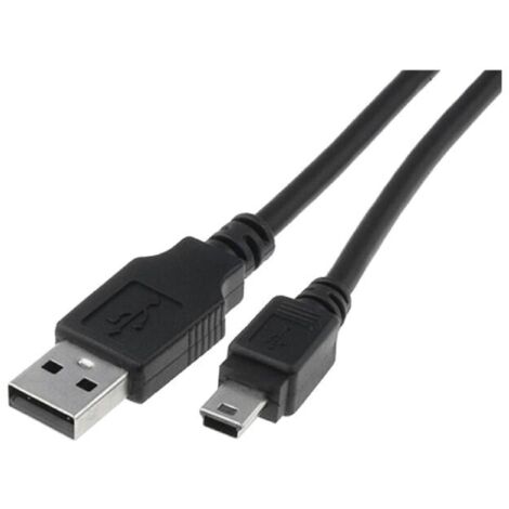 Cable- USB 2.0- USB A prise.USB B mini prise- nickele- 1.8m- noir