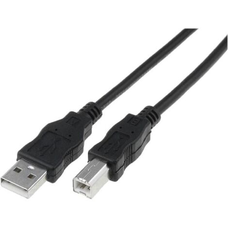 Cable- USB 2.0- USB A prise.USB B prise- nickele- 0.5m- noir
