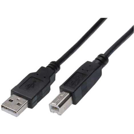 Cable- USB 2.0- USB A prise.USB B prise- nickele- 3m- noir