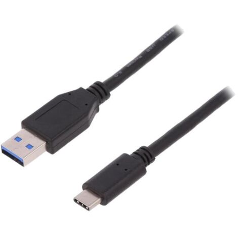 Cable- USB 2.0- USB A prise.USB C prise- nickele- 1m- noir