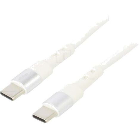 Cable USB 2.0 USB C prise male des deux cotes 1.8m - Blanc