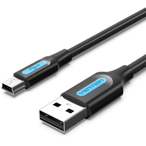 Cable USB 2.0 Vention COMBI/ USB Macho - MiniUSB Macho/ Hasta 10W/ 480Mbps/ 3m/ Negro