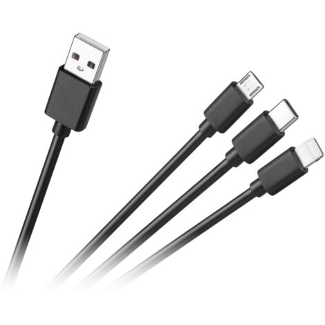 Câble USB 3-en-1 microUSB USB-C TYPE-C Lightning pour iPhone, 1,2 m