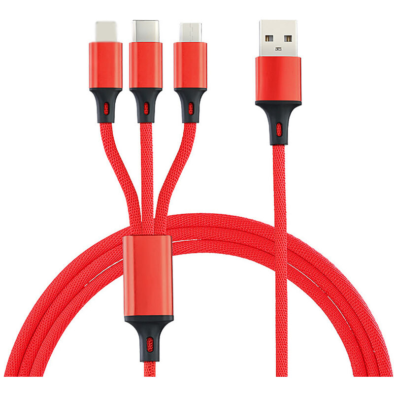 

Cable USB 3 en 1 para telefono IOS Cable de alimentacion rapido Cable de alimentacion Cable de alimentacion, rojo