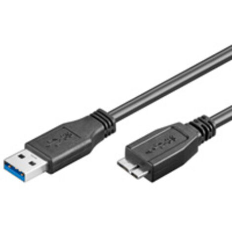 Câble USB 3.0 avec Micro-B, noir, fiche USB 3.0 (type A)  Connecteur micro USB 3.0 (type B). Longueur de câble 1 m