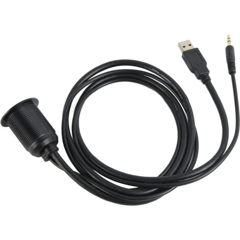 Câble USB 3.0 et Jack Audio 3.5mm pour Autoradio Voiture et Moto - Montage Flush, Transfert Haut Débit et Connexion AUX, Plug & Play