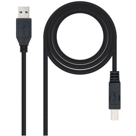 Cable USB 3.0 Impresora Nanocable 10.01.0802-BK/ USB Macho - USB Macho/ 2m/ Negro