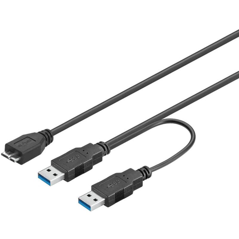 

Cable USB 3.0 micro tipo B dual-power 0.50 M Negro