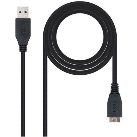 Cable USB 3.0 Nanocable 10.01.1102-BK/ USB Macho - MicroUSB Macho/ 2m/ Negro