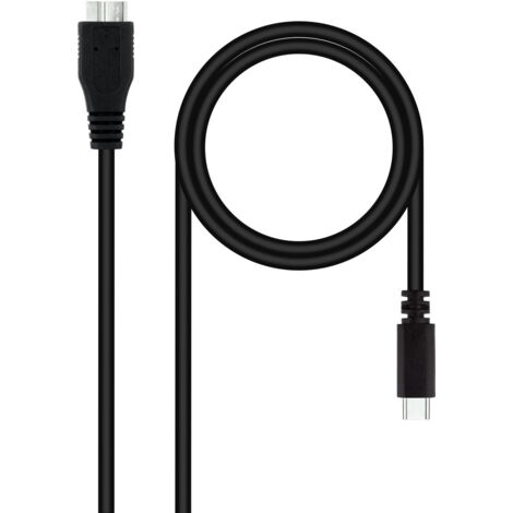 Cable USB 3.0 Nanocable 10.01.1201-BK/ USB Tipo-C Macho - MicroUSB Macho/ 1m/ Negro