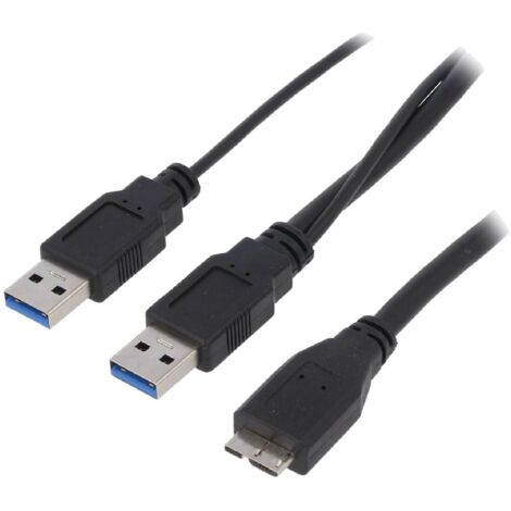 Cable USB 3.0 USB A femelle USB A male x2 1m - Noir