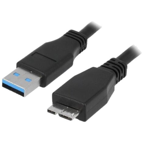 Cable USB 3.0 USB A male USB B micro prise male 2m - Noir