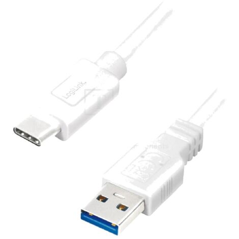 Cable USB 3.0 USB A male USB C male 2m - Blanc