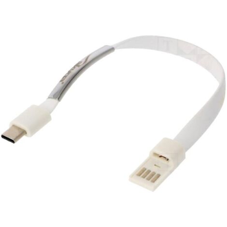 Cable- USB 3.0- USB A prise.USB C prise- nickele- 0.23m- blanc