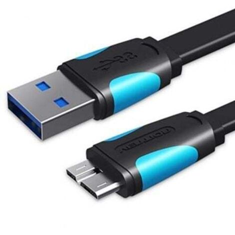Cable USB 3.0 Vention VAS-A12-B050/ MicroUSB Macho - USB Macho/ 10W/ 5Gbps/ 50cm/ Azul y Negro