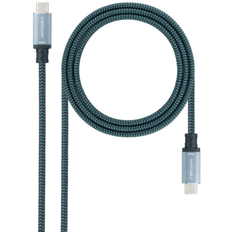 Cable USB 3.1 Nanocable 10.01.4101-COMB/ USB Tipo-C Macho - USB Tipo-C Macho/ 1m/ Gris y Negro