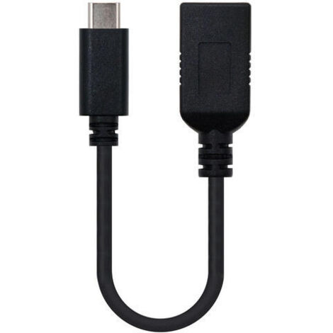 Cable USB 3.1 Nanocable 10.01.4201/ USB Tipo-C Macho - USB Hembra/ 15cm/ Negro