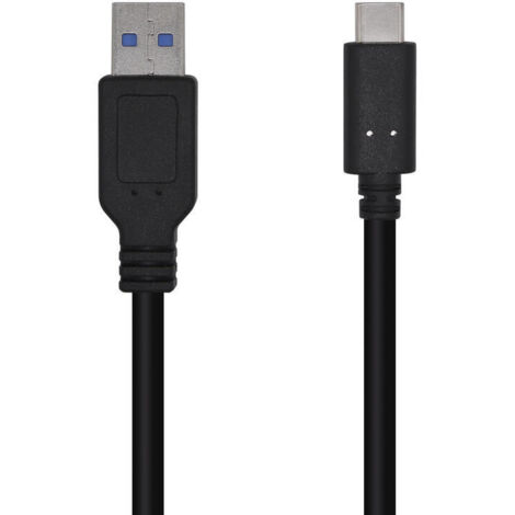 Cable USB 3.1 Tipo-C Aisens A107-0449/ USB Tipo-C Macho - USB Macho/ 50cm/ Negro