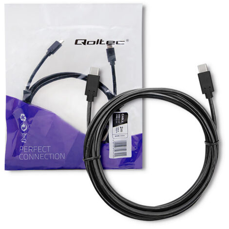 Cable USB 3.1 Tipo C Macho Qoltec  USB 3.1 Tipo C Macho  2 m  Negro