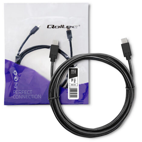 Cable USB 3.1 Tipo C Macho Qoltec  USB 3.1 Tipo C Macho  2,5 m  Negro