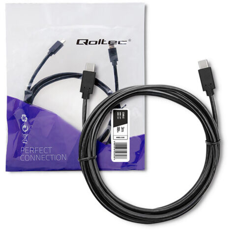 Cable USB 3.1 Tipo C Macho Qoltec  USB 3.1 Tipo C Macho  3 m  Negro