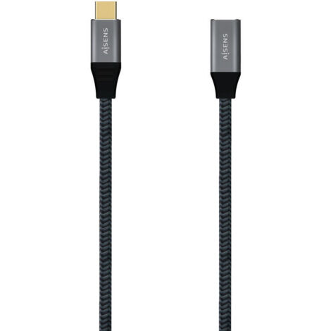 Cable USB 3.2 Aisens A107-0635/ USB Tipo-C Macho - USB Tipo-C Hembra/ 1m/ Gris