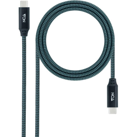 Cable USB 3.2 Nanocable 10.01.4302-COMB/ USB Tipo-C Macho - USB Tipo-C Macho/ 2m/ Gris y Negro
