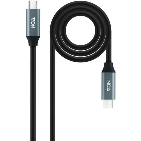Cable USB 3.2 Nanocable 10.01.4302/ USB Tipo-C Macho - USB Tipo-C Macho/ 2m/ Gris y Negro