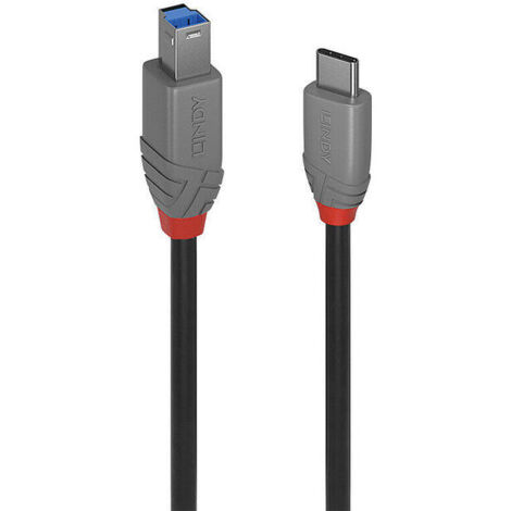 Cable USB 3.2 tipo C a B de 2 m y 5 Gbps Lindy Anthra Line, 36667