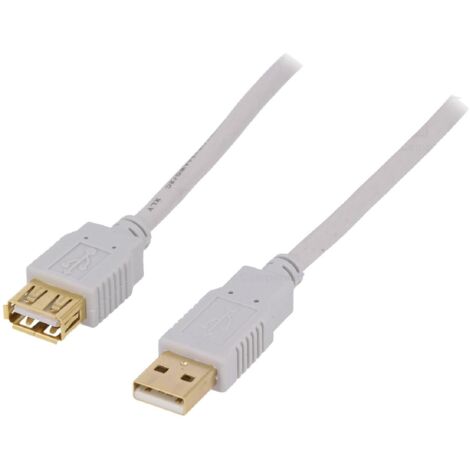 Cable USB A 2.0 femelle.male 3m gris