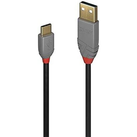 Cable USB A a USB C LINDY 36887 Negro 2 m