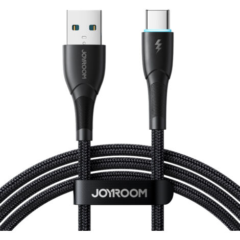 Cable USB-A - USB-C de 3A de la serie Starry, 1 m, color negro.
