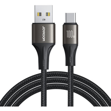 Cable USB-A-USB-C Light-Speed Series, transferencia rápida, 100 W, 1,2 m, color negro
