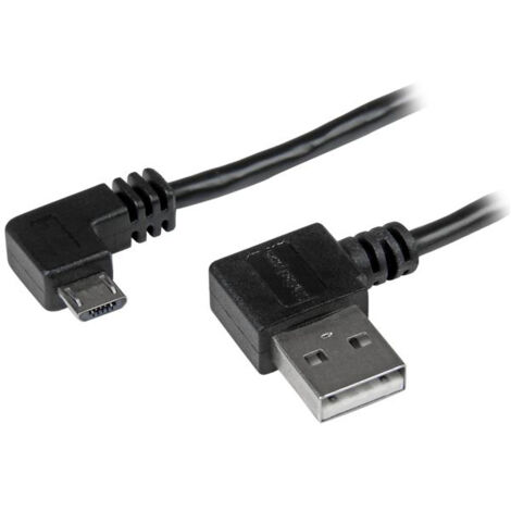 CABLE USB A VERS MICRO B DE 2 M AVEC CONNECTEURS A ANGLE DROIT