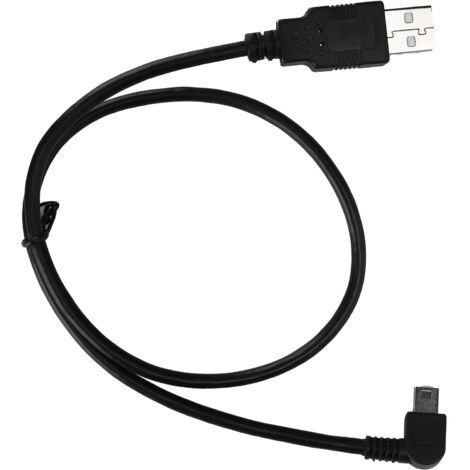 Câble USB-A vers Mini USB Mâle à Mâle Angle Gauche pour Charge et Alimentation PC
