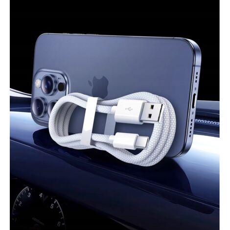 Câble USB-A vers USB-C 2 m Câble tressé blanc ZC-17