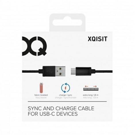 Câble USB-C 3.0 1,8 m - Charge rapide, tressé, noir