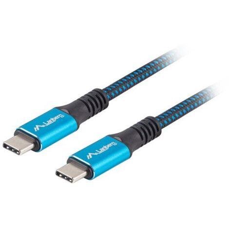 CABLE USB-C 4.0 LANBERG MACHO/MACHO 0.5M 100W 8K 30HZ NEGRO/AZUL