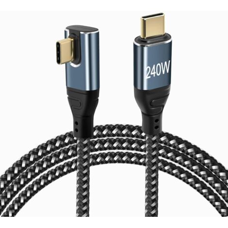 Câble USB C avec coude à 90° pour téléphones portables USB-C 240 W, 2 m