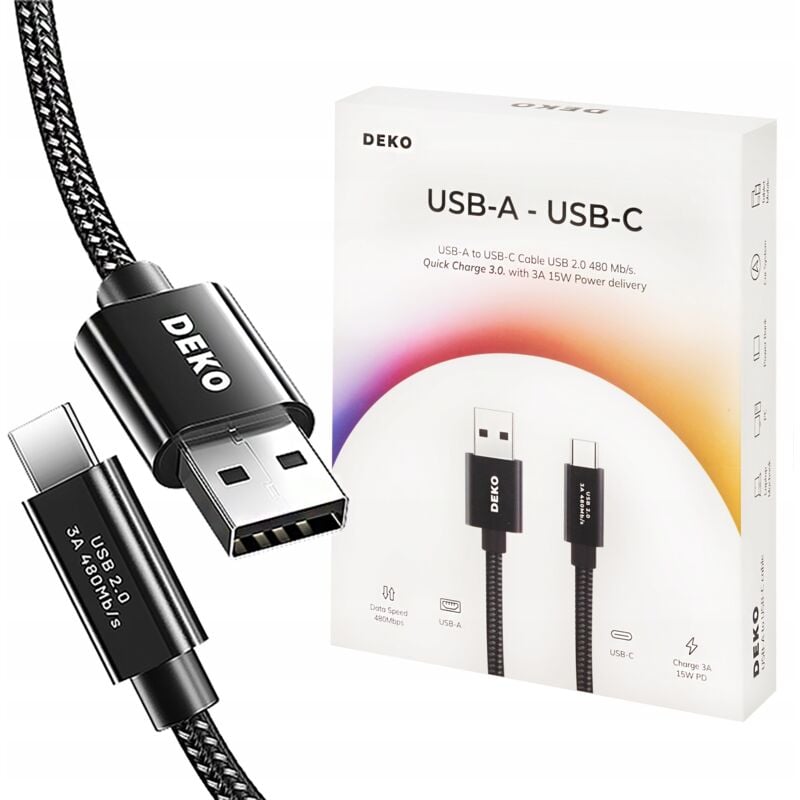Cable Usb C Charge Rapide 3a Pour Android Auto Usb Type C 2m Deko