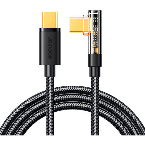 Câble USB-C coudé pour charge rapide et transfert de données 100 W 1,2 m Noir