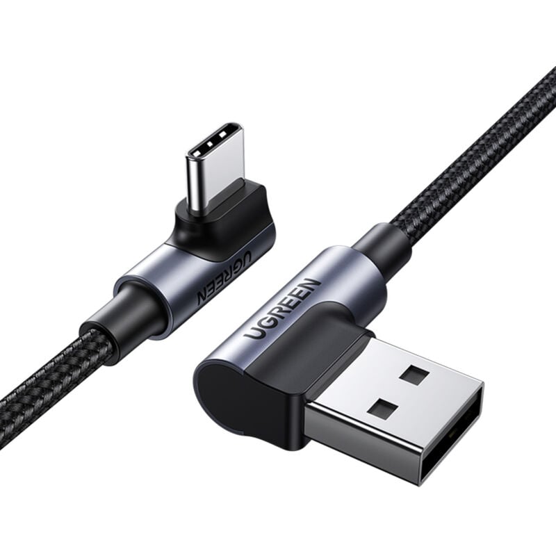 Câble USB-C coudé - USB 2.0 480Mb/s 3A 3m noir