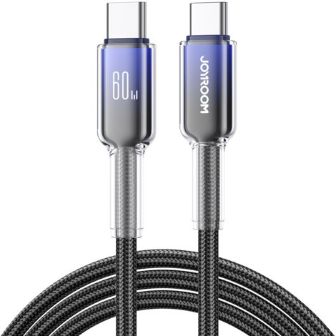 Cable USB-C Crystal-Clear Series de 60 W (1,2 m) - Negro