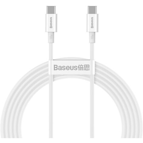 Cable USB-C de alta calidad, carga rápida FCP 100W 5A 20V 2m Blanco