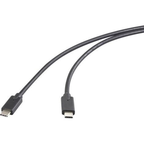 Cable USB-C de alta velocidad de 20 Gbps – 0,5 m, negro, con revestimiento flexible de TPE – Modelo RF-5501100 para transferencia de datos y carga rápidas