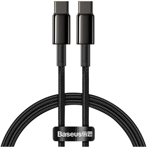 Cable USB-C de carga rápida Power Delivery PD QC 100W 5A 1m negro